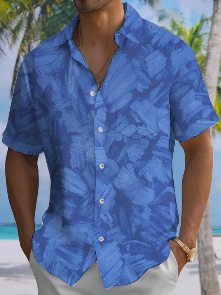 Alohadaddy® Casual Abstract Blue Printed Button Pocket Stretch Men&