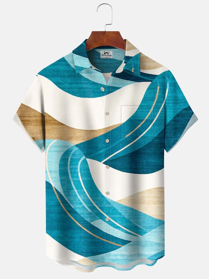 Alohadaddy® Retro Abstract Geometric Print Pocket Stretch Men&
