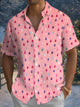 Alohadaddy® Christmas Fir Print Pocket Elastic Button Men's Short Sleeve Shirt Big & Tall