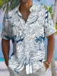 Alohadaddy® Vintage Ukiyo-e Sailboat Print Pocket Stretch Men's Short Sleeve Shirt Big & Tall