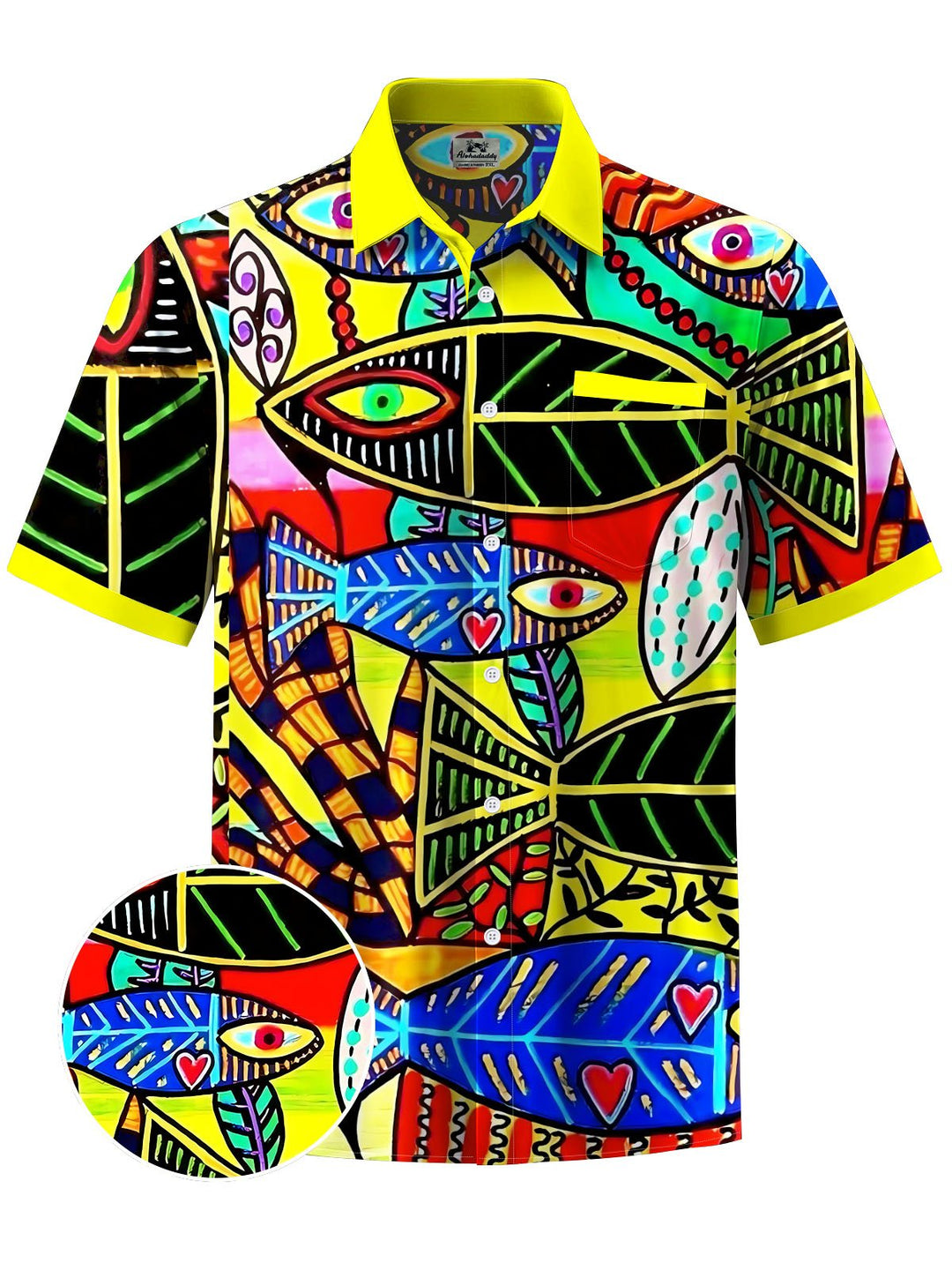 Alohadaddy® Casual Graffiti Contrast Color Print Chest Pocket Men&