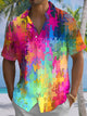 Alohadaddy® Casual Abstract Texture Art Print Chest Pocket Men Short Sleeve Shirt Big & Tall