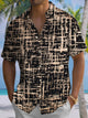 Alohadaddy® Vintage Casual Abstract Art Print Chest Pocket Men's Short Sleeve Shirt Big & Tall