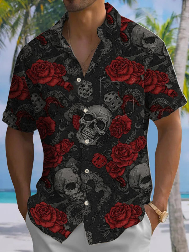 Alohadaddy® Vintage Skull Floral Art Print Men&