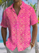 Alohadaddy® Hawaiian Geometric Art Print Moisture Wicking Men's Short Sleeve Shirt Big & Tall