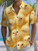 Alohadaddy® Casual Yellow Chicken Print Art Moisture Wicking Men's Short Sleeve Shirt Big & Tall