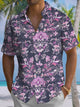 Alohadaddy® Casual Floral Art Print Chest Pocket Moisture-Wicking Men's Short Sleeve Shirt Big & Tall