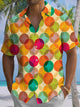 Alohadaddy® Casual Geometric Art Print Chest Pocket Men's Short Sleeve Shirt Big & Tall