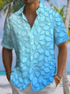 Alohadaddy® Hawaiian Gradient Leaf Art Print Chest Pocket Men's Short Sleeve Shirt Big & Tall