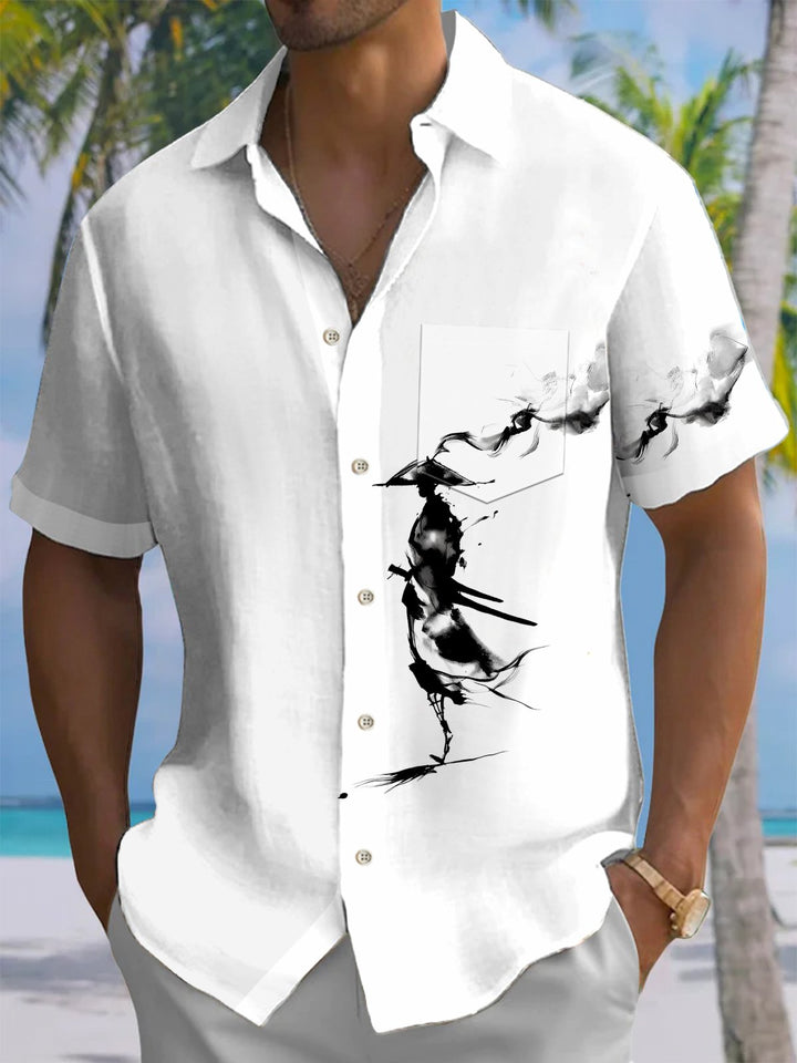 Alohadaddy® Casual Painting Knight Print Art Chest Pocket Men&