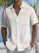 Alohadaddy® Casual Stripe Geometric Art Print Chest Pocket Men's Short Sleeve Shirt Big & Tall
