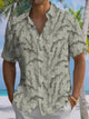 Alohadaddy® Casual Leaf Art Print Chest Pocket Men's Short Sleeve Stretch Shirt Big & Tall