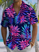 Alohadaddy® Hawaiian Tropical Flora Art Print Chest Pocket Men's Stretch Short Sleeve Shirt Big & Tall