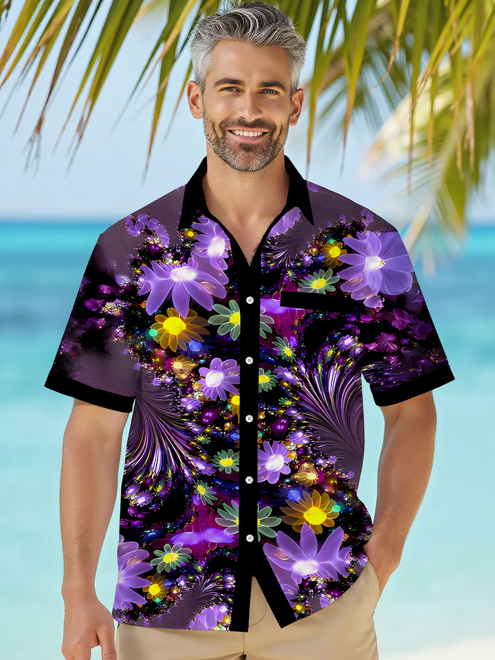 Alohadaddy® Casual Floral Contrast Art Print Men&