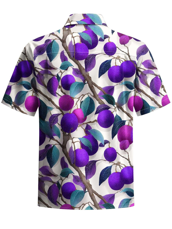 Alohadaddy® Hawaiian Flora Art Print Chest Pocket Stretch Men&