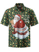 Alohadaddy® Holiday Christmas Santa Claus Print Pocket Stretch Men's Short Sleeve Shirt Big & Tall
