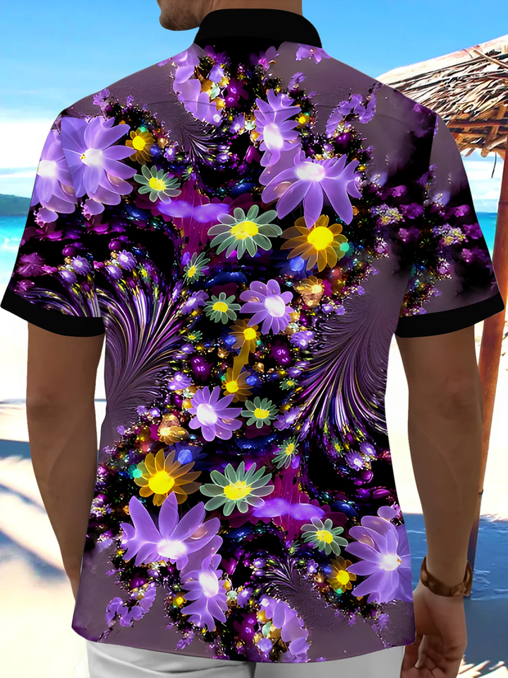 Alohadaddy® Casual Floral Contrast Art Print Men&
