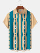 Alohadaddy® Vintage Stripes Geometric Art Print Chest Pocket Stretch Hawaiian Short Sleeve Shirt Big & Tall