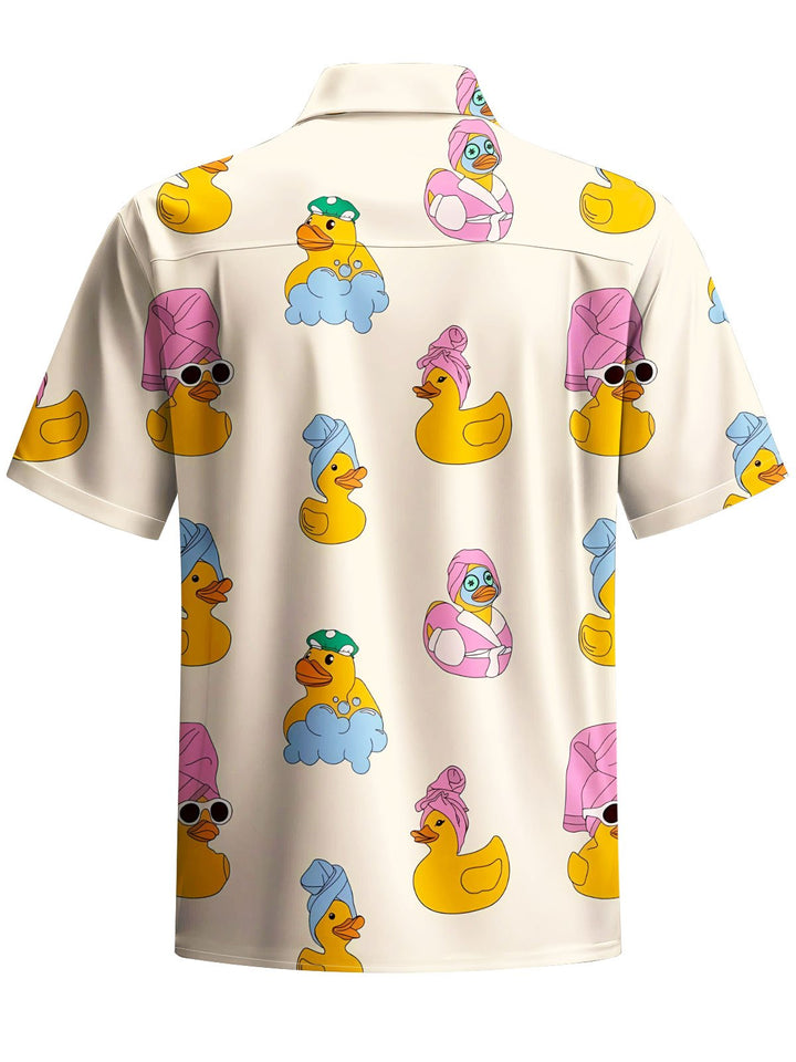 Alohadaddy® Casual Yellow Duck Print Chest Pocket Men&