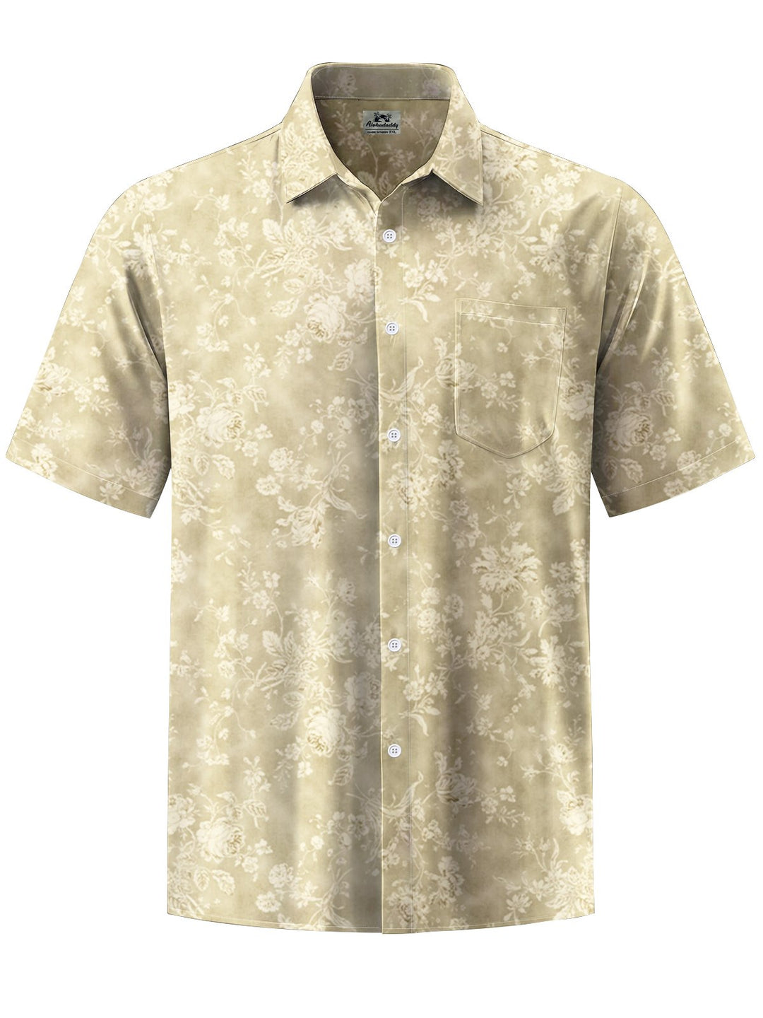Alohadaddy® Hawaiian Flower Art Print Chest Pocket Moisture Wicking Men&
