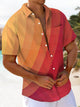 Alohadaddy® Casual Geometric Gradient Art Print Chest Pocket Mens Short Sleeve Shirt Big & Tall
