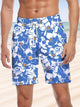 Alohadaddy® Hawaiian Flowers Art Print Drawstring Men's Beach Shorts Big & Tall