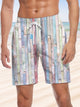Alohadaddy® Hawaii Stripe Woodgrain Print Art Men's Drawstring Beach Shorts Big & Tall