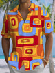 Alohadaddy® Hawaiian Casual Geometric Art Print Chest Pocket Men's Short Sleeve Shirt Big & Tall