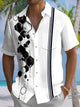 Alohadaddy® Casual Geometric Stripe Art Print Chest Pocket Men's Short Sleeve Shirt Big & Tall