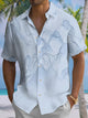 Alohadaddy® Casual Mountain Line Art Print Chest Pocket Men's Short Sleeve Shirt Big & Tall