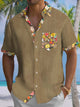Alohadaddy® Vintage Floral Contrast Art Print Chest Pocket Men's Short Sleeve Shirt Big & Tall