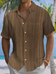 Alohadaddy® Vintage Stripe Art Print Chest Pocket Stretch Men's Short Sleeve Shirt Big & Tall