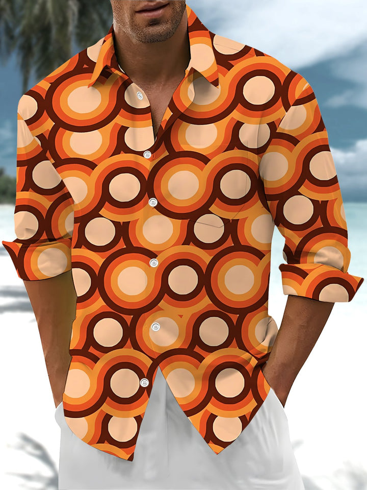 Alohadaddy® Vintage Geometric Art Print Chest Pocket Men&