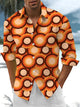 Alohadaddy® Vintage Geometric Art Print Chest Pocket Men's Stretch Long Sleeve Shirt Big & Tall