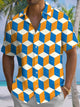Alohadaddy® Casual Cube Print Pocket Men's Stretch Short Sleeve Shirt Big & Tall