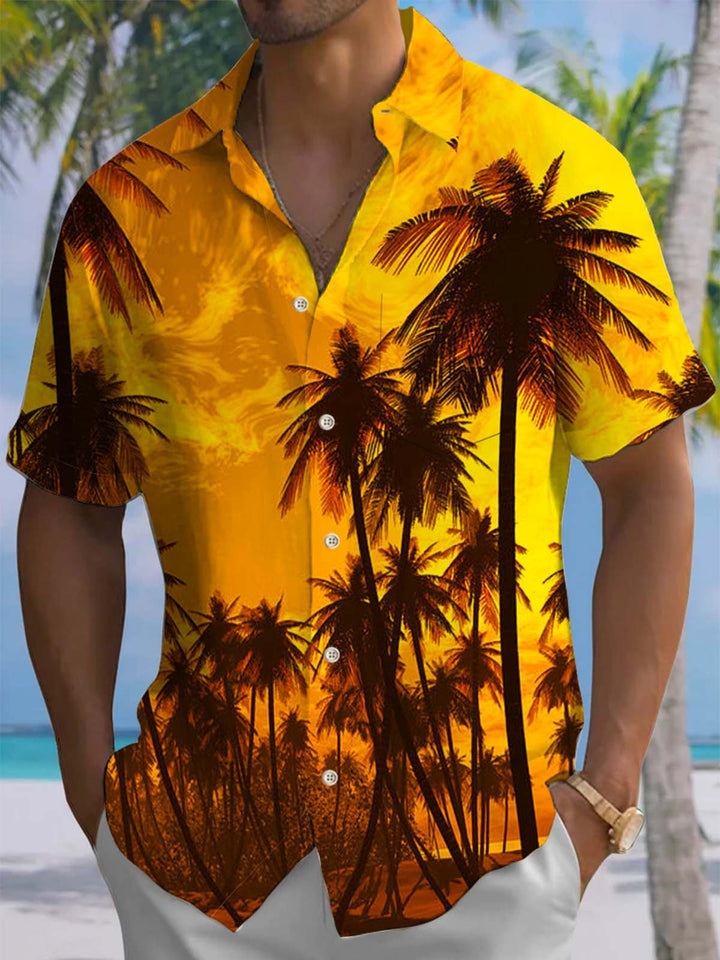 Alohadaddy® Hawaiian Palm Tree Art Print Chest Pocket Men&