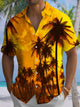 Alohadaddy® Hawaiian Palm Tree Art Print Chest Pocket Men's Stretch Short Sleeve Shirt Big & Tall