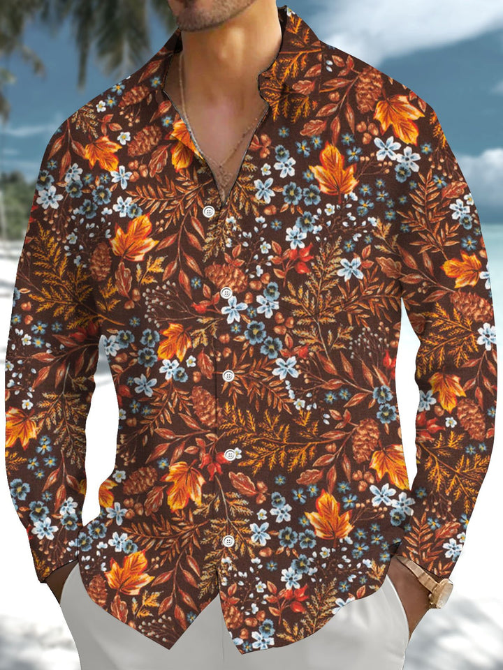 Alohadaddy® Vintage Leaf Print Art Pocket Stretch Men&