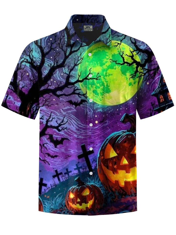 Alohadaddy® Halloween Castle Pumpkin Print Art Pocket Stretch Men&