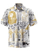 Alohadaddy® Vintage Ancient Egyptian Pharaoh Print Art Pocket Stretch Men's Short Sleeve Shirt Big & Tall