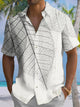 Alohadaddy® Vintage Transparent Leaf Print Stretch Pocket Button Men's Short Sleeve Shirt Big & Tall