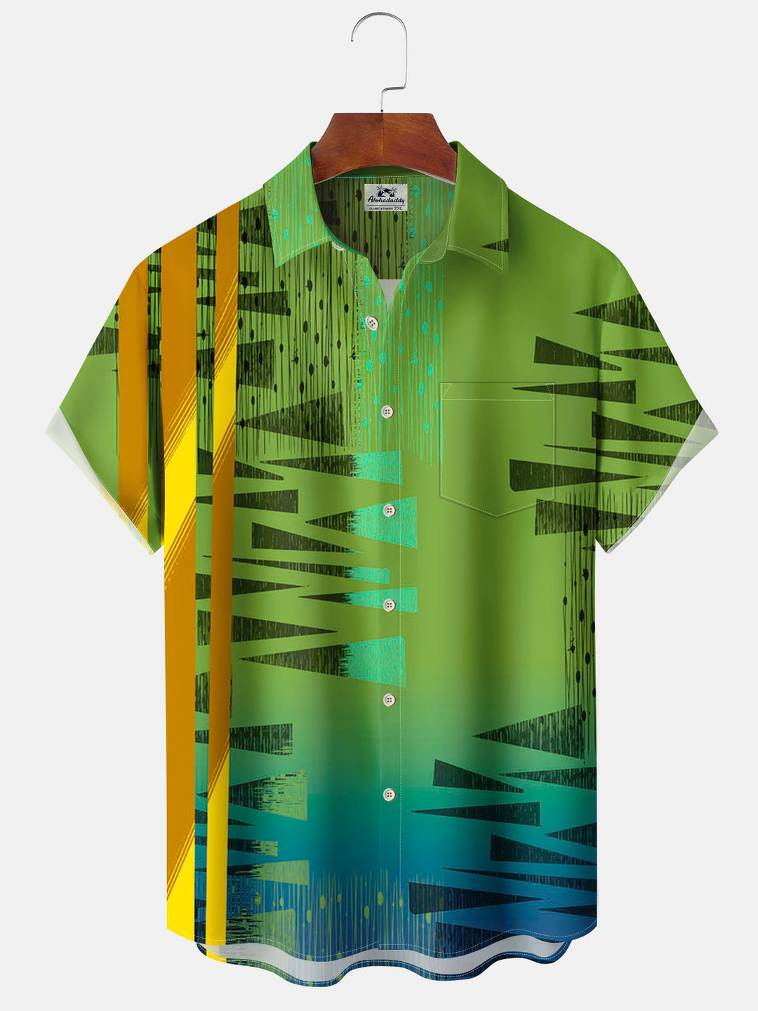 Alohadaddy® Retro Geometric Stripe Print Pocket Stretch Men&