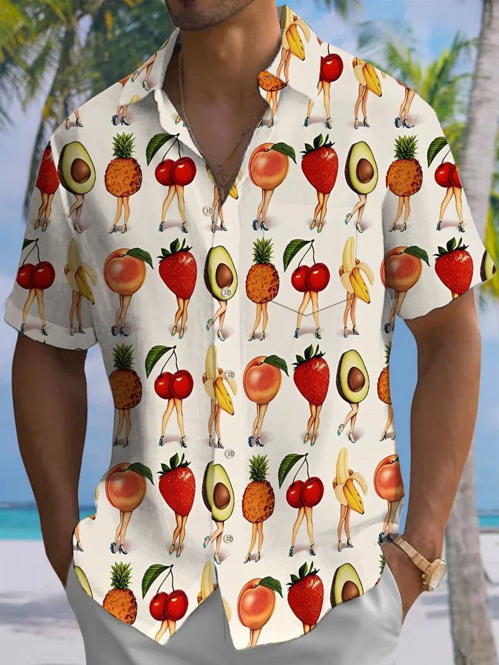 Alohadaddy® Vintage Fruit Leg Print Pocket Stretch Men&