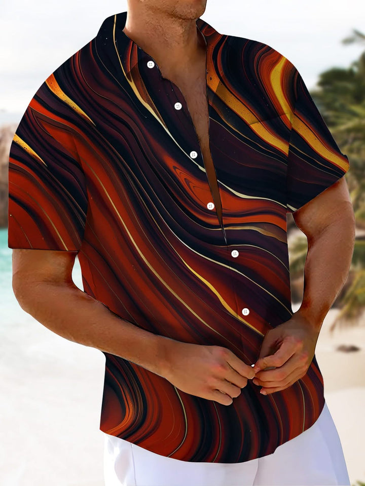 Alohadaddy® Vintage Stripe Art Pocket Elastic Button Men&
