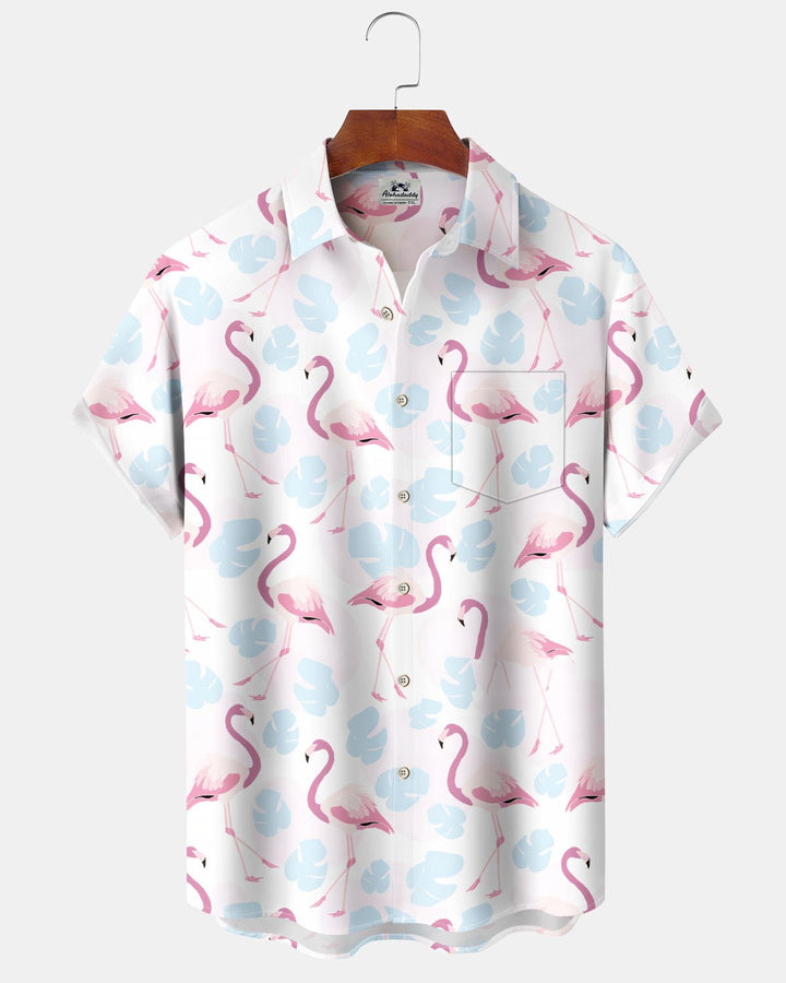 Alohadaddy® Casual Flamingo Print Art Button-Down Cardigan Men&