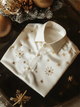 Alohadaddy® Christmas Snowflake Print  Elastic Button Men's Long Sleeve Shirt Big & Tall