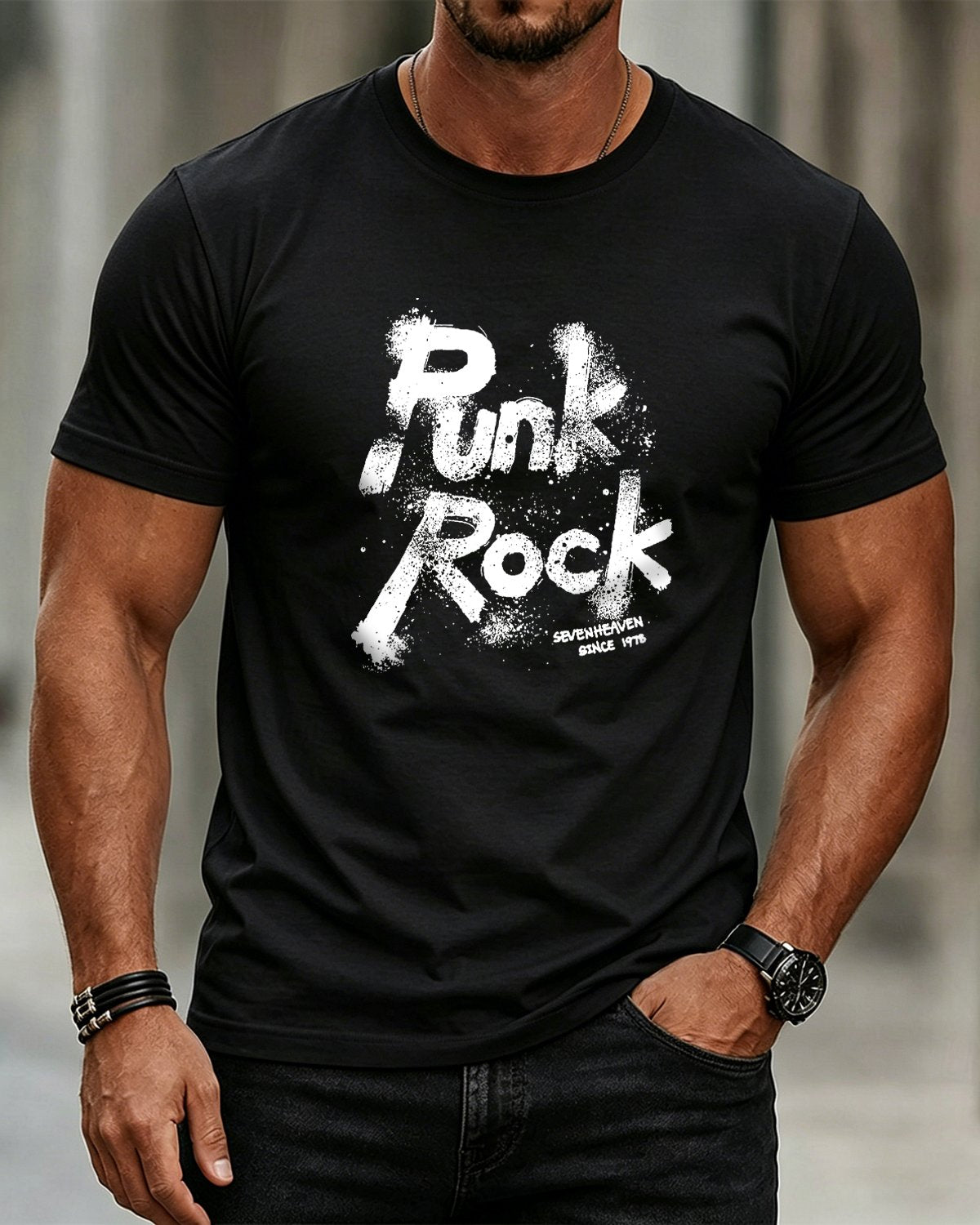 Alohadaddy® Men's Casual Punk-Rock Street-Style Short-Sleeve T-Shirt