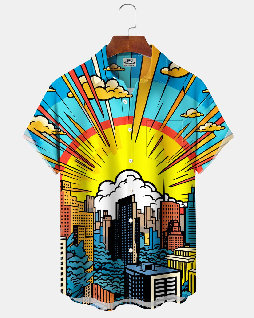 Alohadaddy® Casual Abstract Pop Art City Street Scene Cartoon Print Men&
