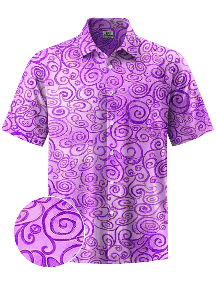 Alohadaddy® Casual Abstract Texture Print Stretch Large Size Chest Pocket Men&
