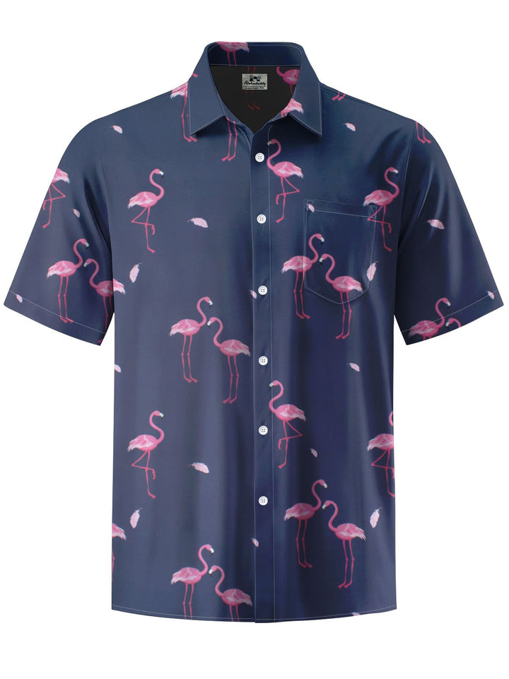 Alohadaddy® Casual Flamingo Print Chest Pocket Men&